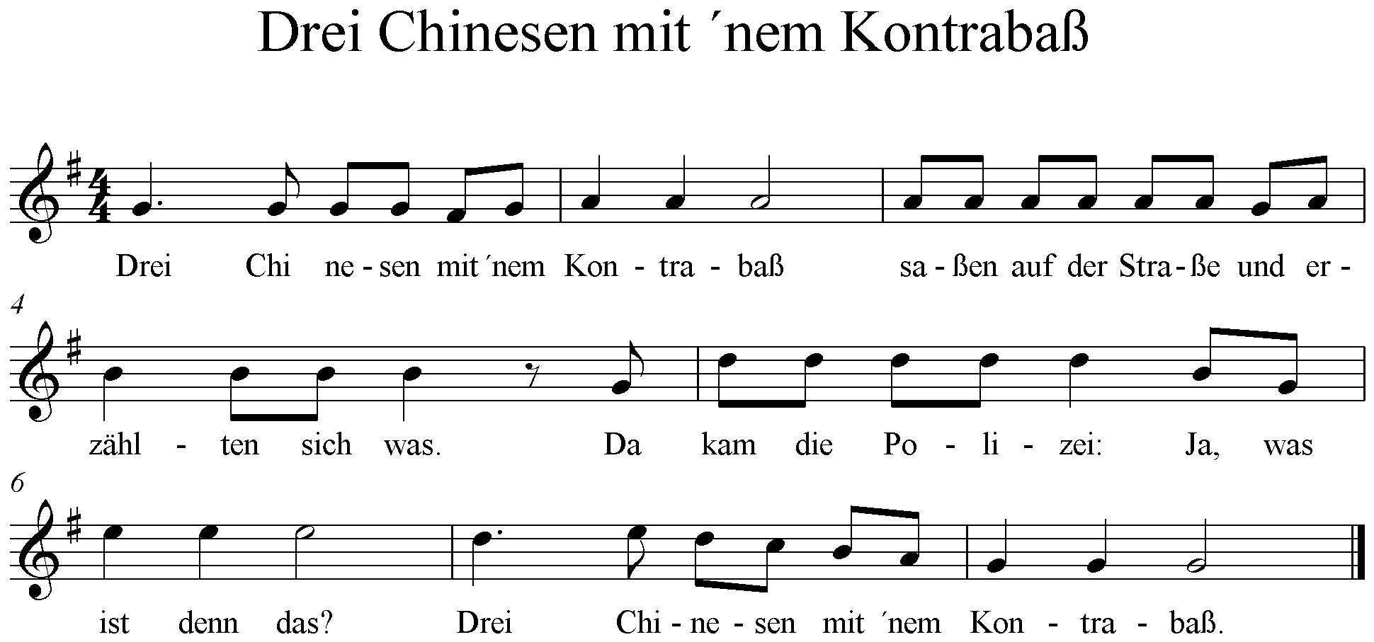 Noten Drei Chinesen mit nem Kontrabass Sheet